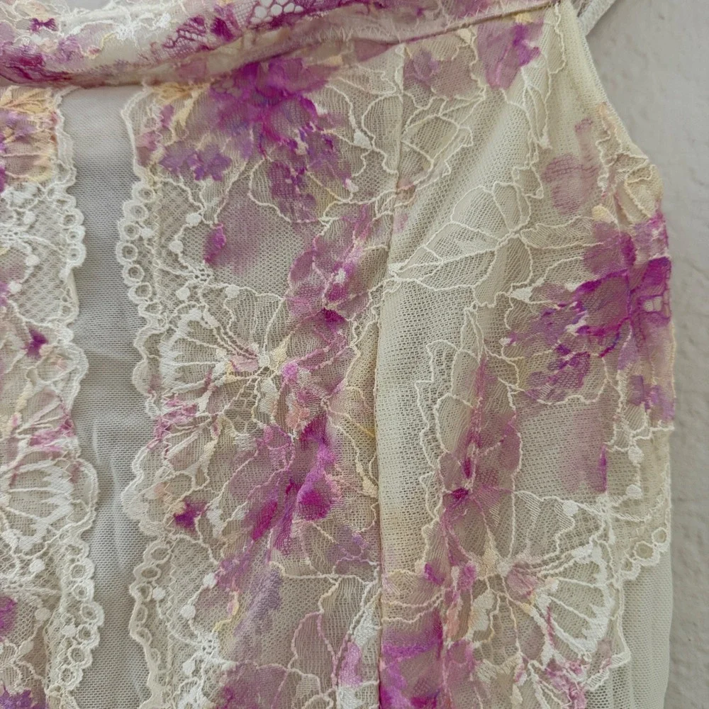 Free People Spring Soiree Printed Bodysuit Floral Lace Off the Shoulder Femme